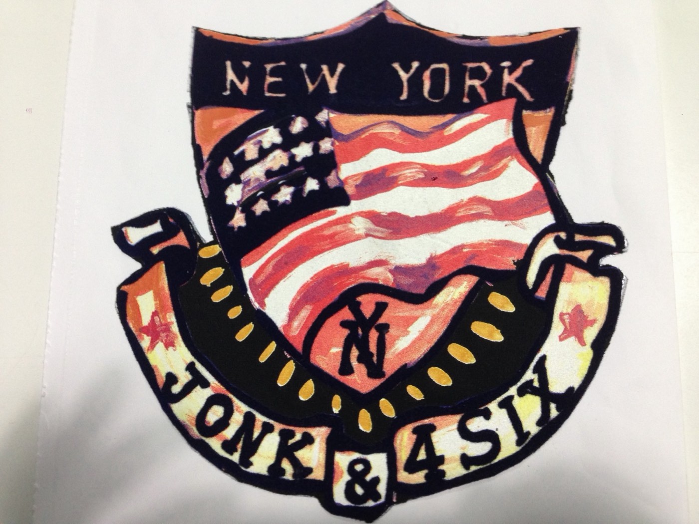 Stampa flock a stemma con scritta New York