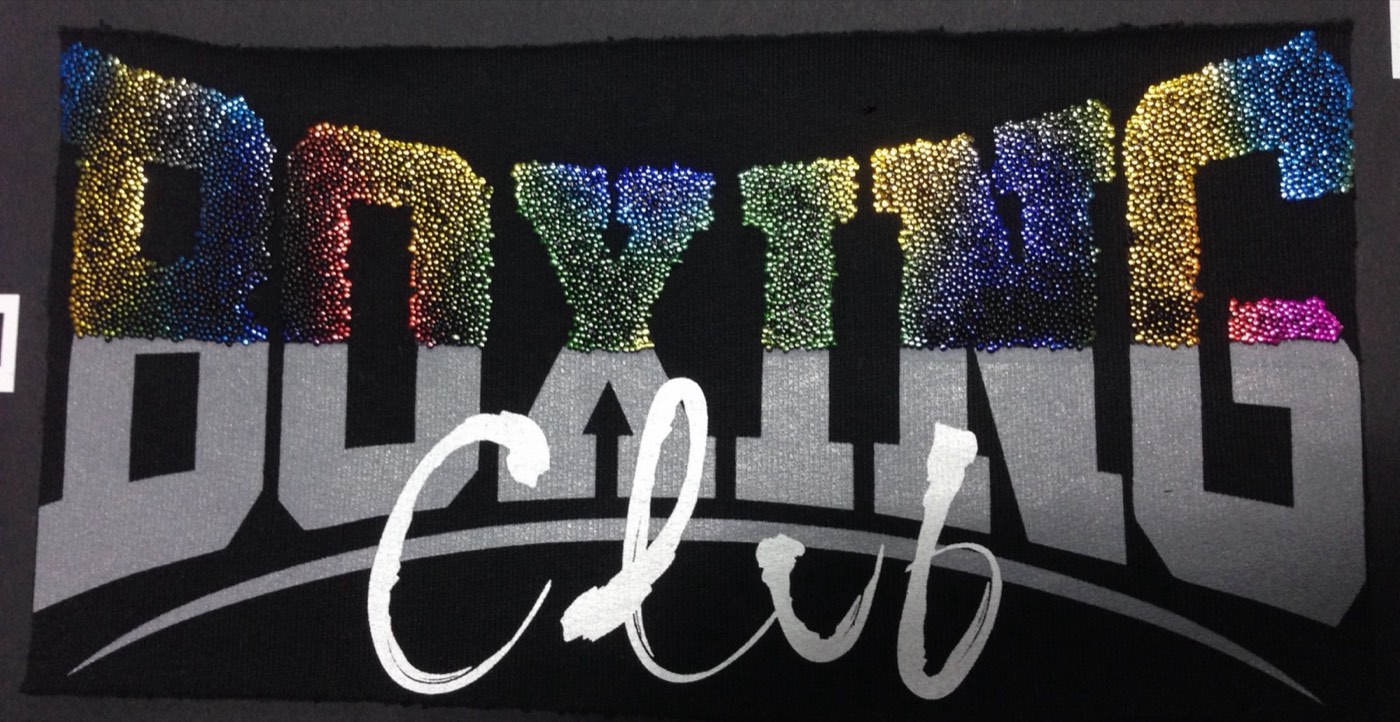 Scritta Boxing Club multicolore con microsfere e Mailar